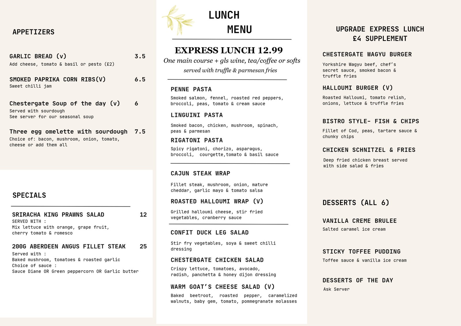 Lunch Menu