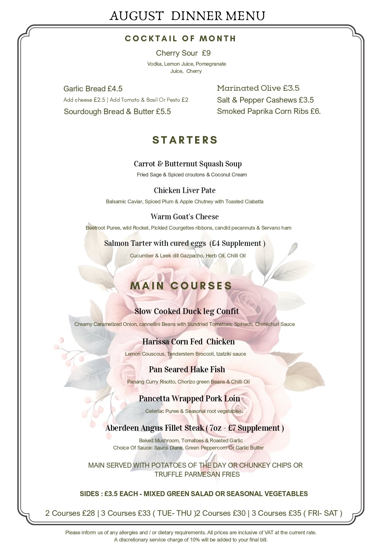 Dinner Menu