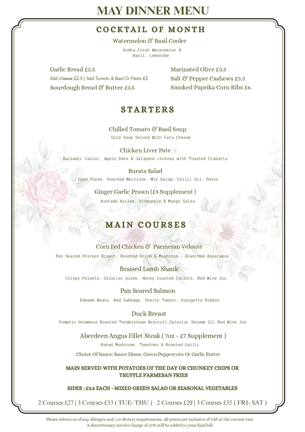 Dinner Menu