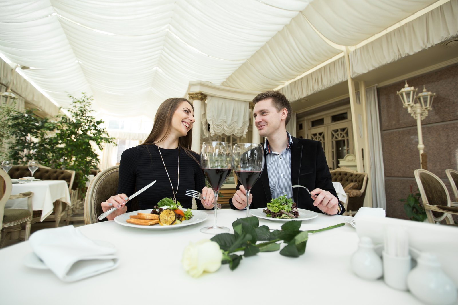 Couple dining privately