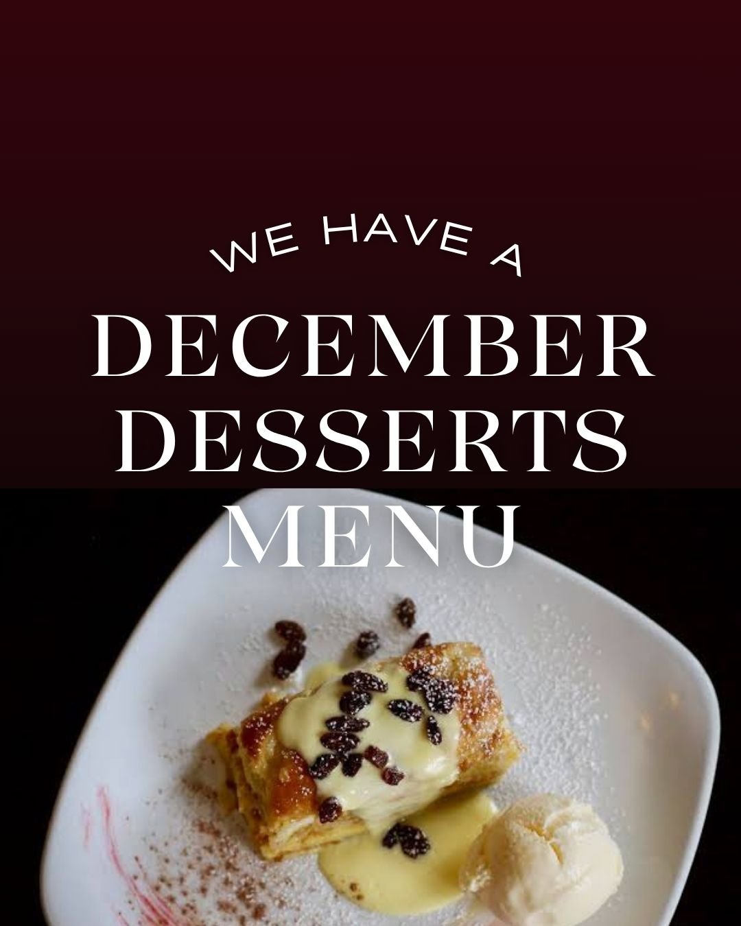 December Desserts Menu